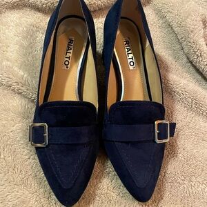Navy faux suede pumps